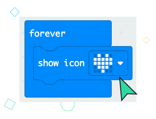 A sample block of micro:bit code - "Show Icon - Heart"